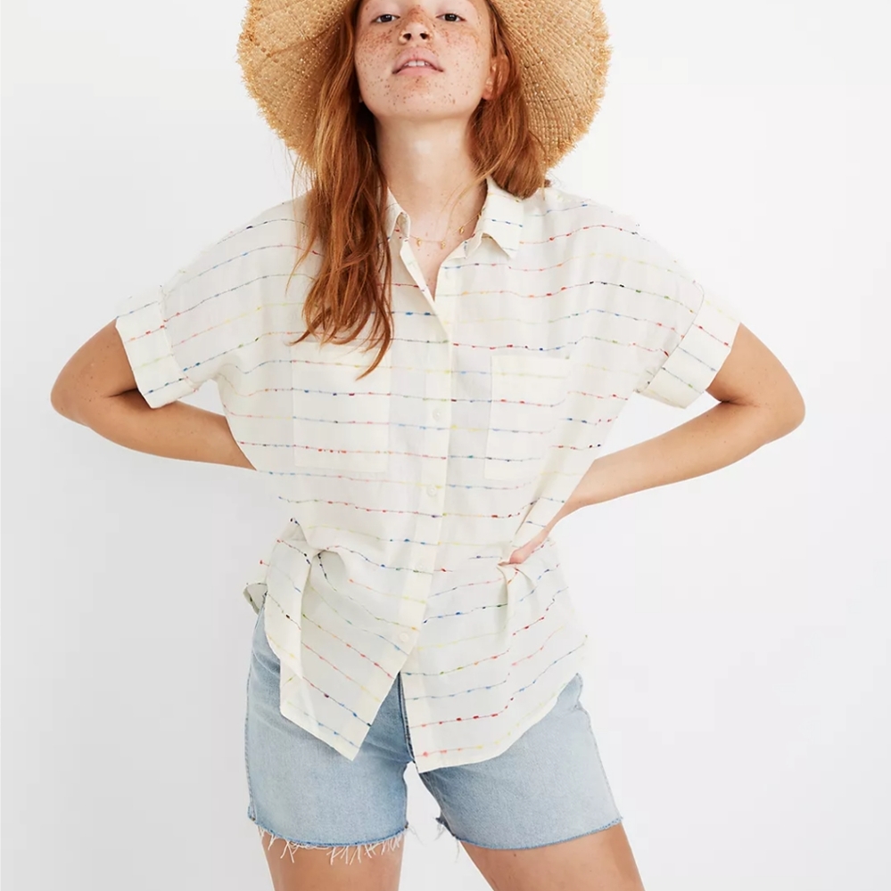 Madewell Courier Shirt in Flecked Rainbow Stripe